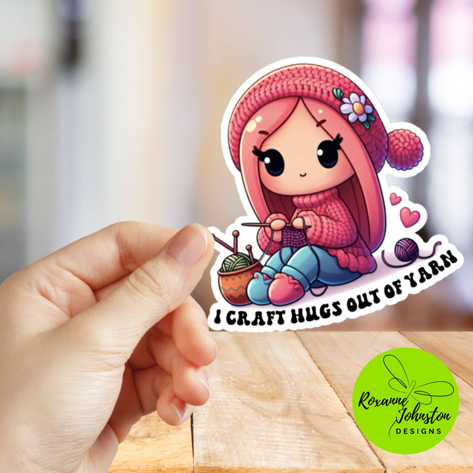 Roxanne Johnston Designs - Wholesale Sticker - I Craft Hugs Out Of Yarn3