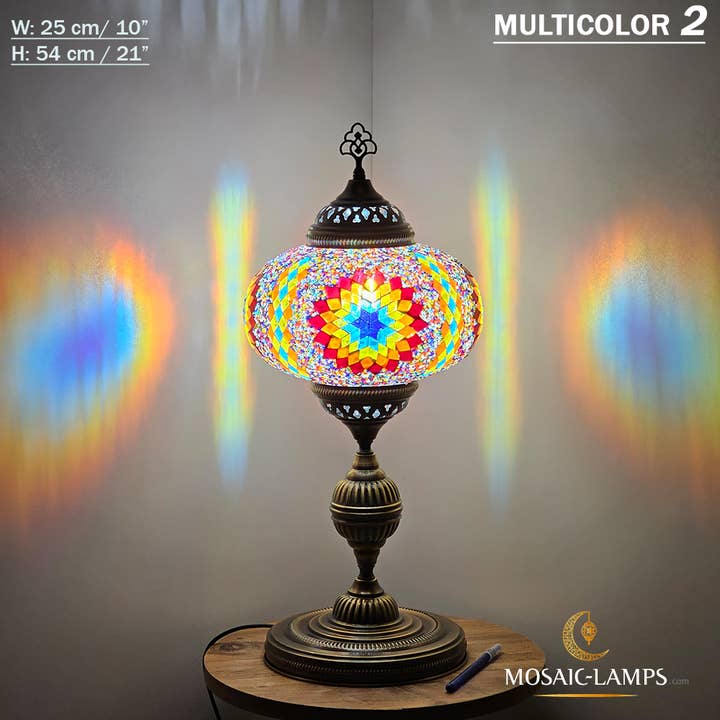 Mosaic Lamps - Wholesale Accent/Desk Lamp - 10+ Colors - Turkish Mosaic X Large Globe Table Lamp, Marrak33