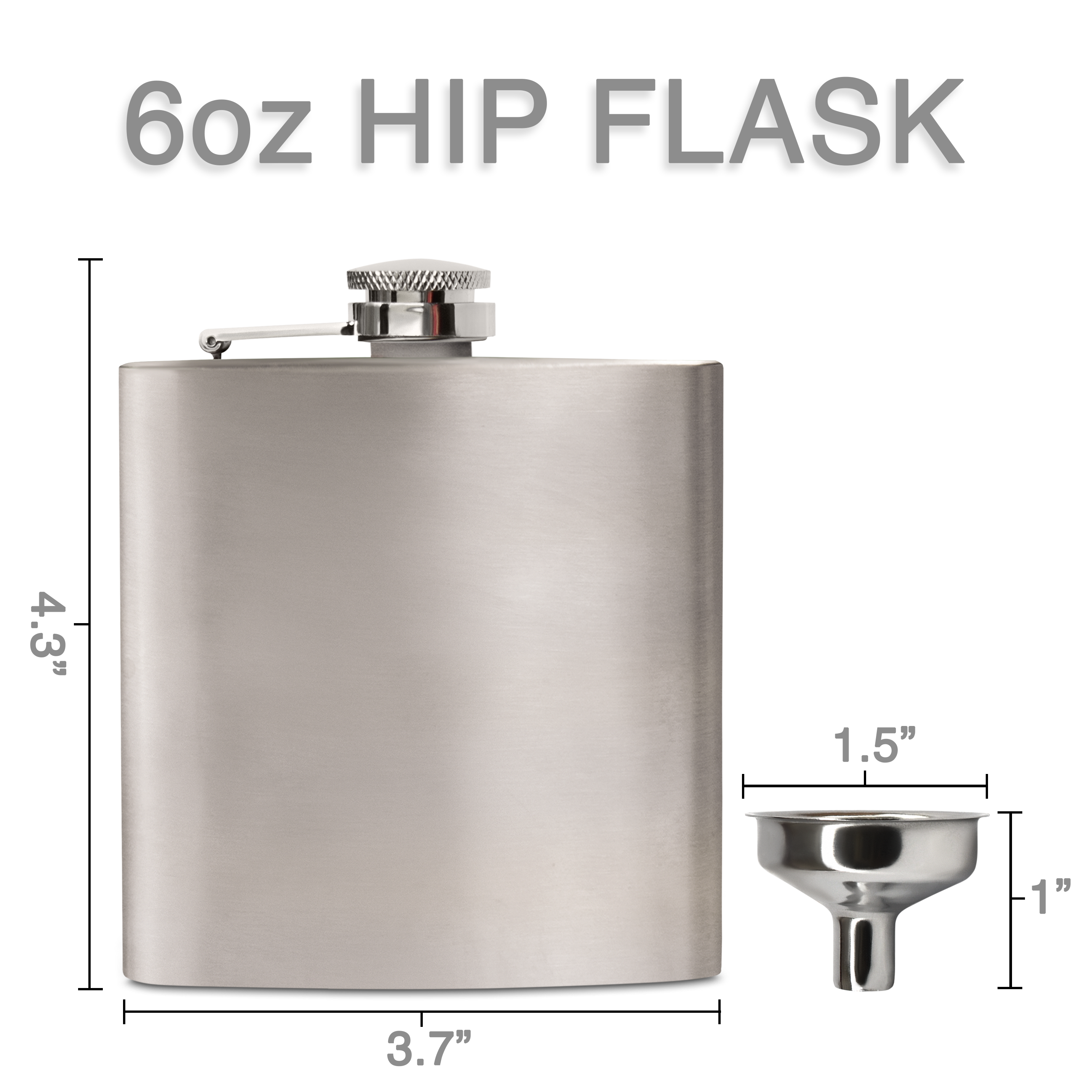 Clear Water Home Goods - Vente Flasque - Flacon à hanche en acier inoxydable de 6 oz avec entonnoir | Flacon revêtu de poudre65