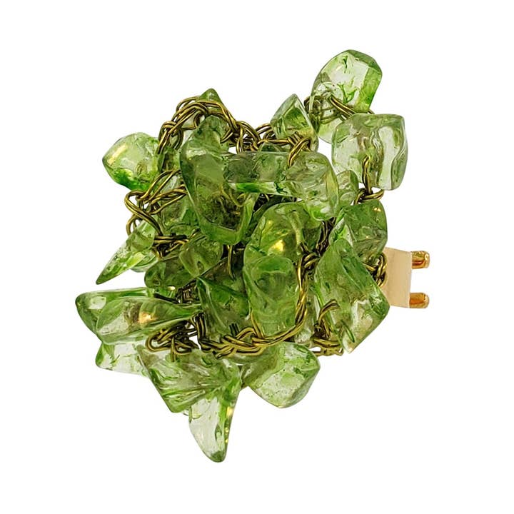 Jadegrüne Mix Rocks Cluster Handgefertigte Häkelringe für den Großhandel von Lavish By Tricia Milaneze