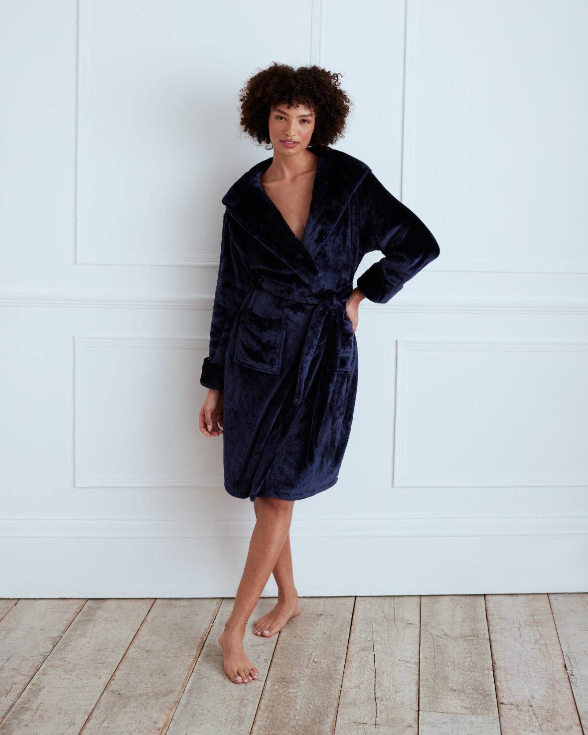 Fleece Dressing Gown - Navy for wholesale on Faire1