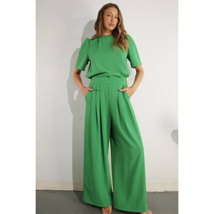 Top and Pants Set - Green Color for wholesale on Faire