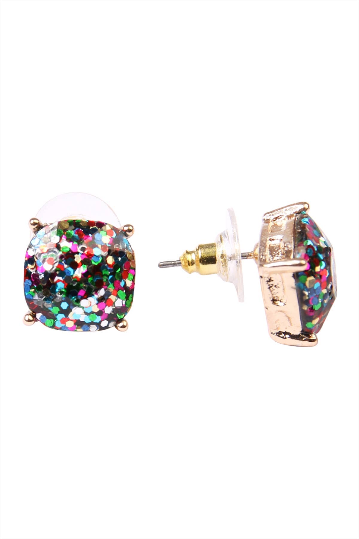 MYS Wholesale Inc - Wholesale Stud/Post Earrings - Shiny Cushion Glitter Earring1