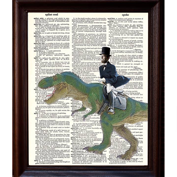 Fresh Prints of CT - Wholesale Art Print - Lincoln Riding Dinosaur Dictionary Print
