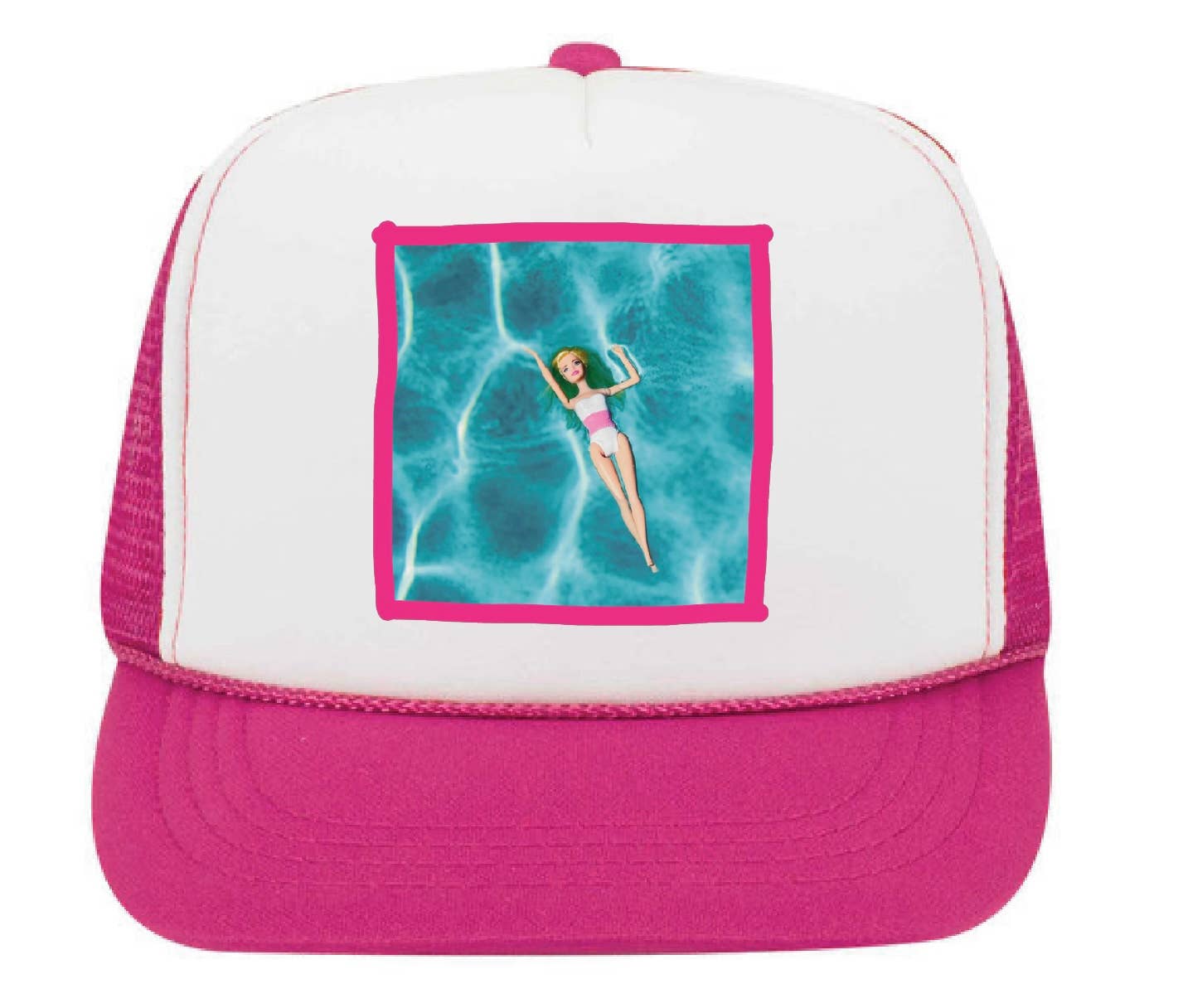 Rad Hat Society - Venta al por mayor Gorra trucker - Mujer - Sombrero Barbie (muñeca Barbie en una piscina)0