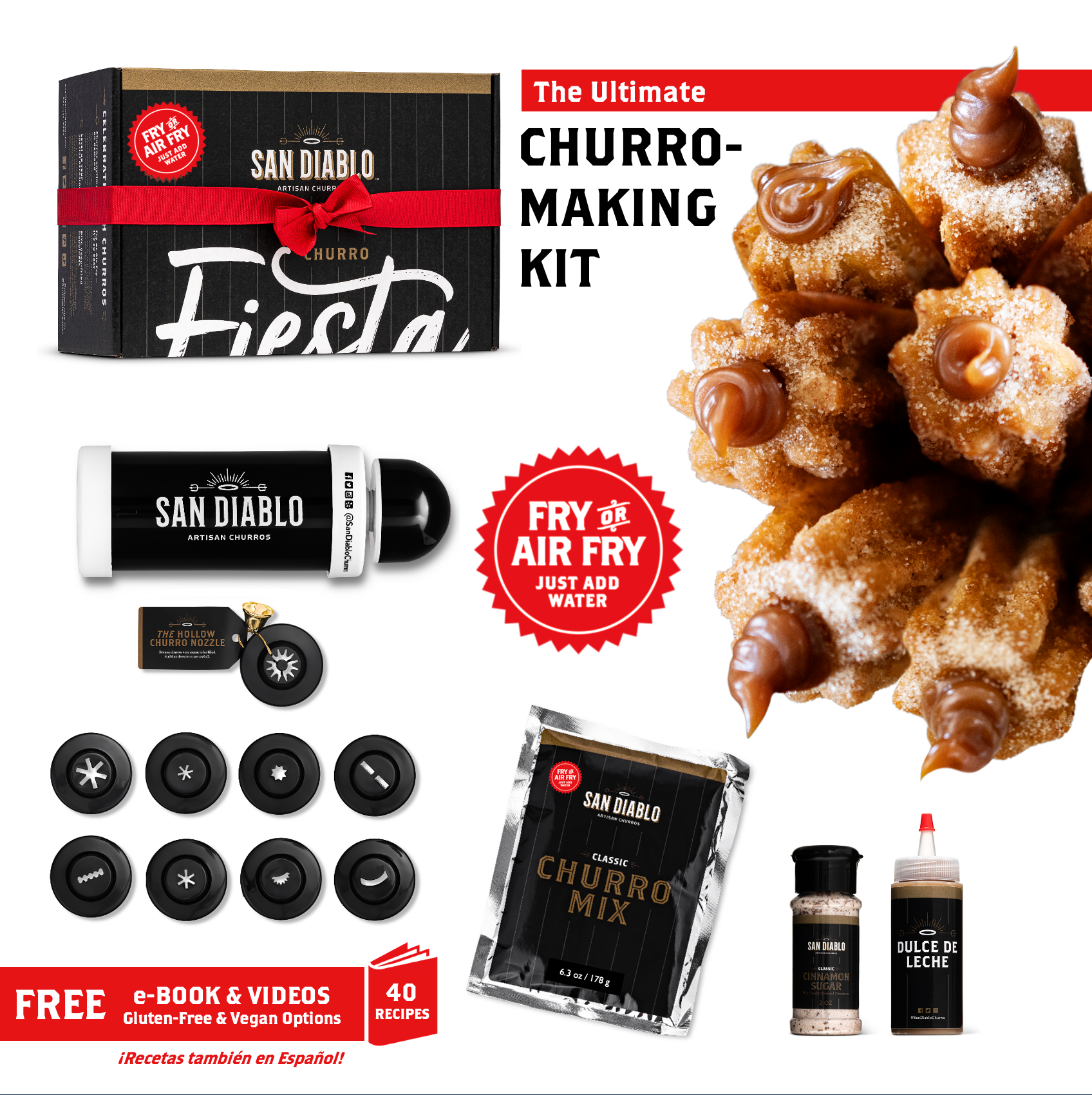 San Diablo Artisan Churros - Venta al por mayor Kit de cocina - Churro Fiesta en una caja: el mejor kit para hacer churros1