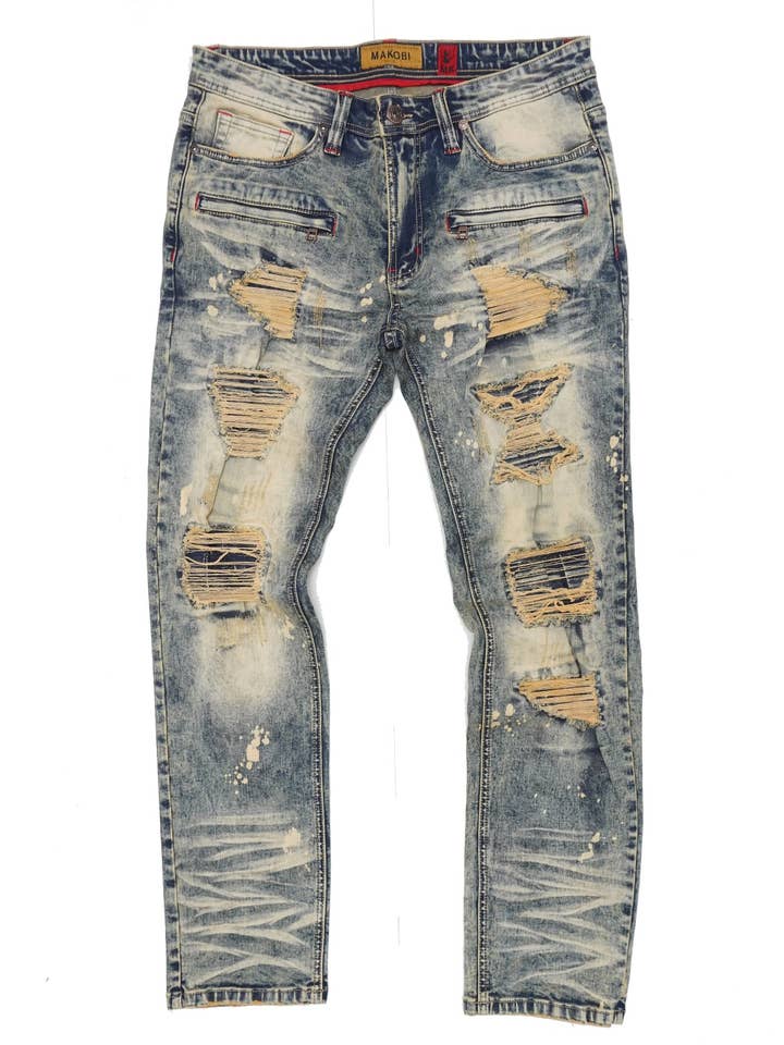 M1944 Makobi Shredded Jeans - Dirt for wholesale by Makobi