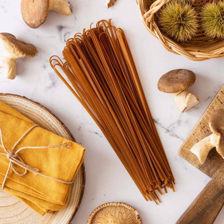 Terre dei Trulli – Engroshandel Pasta – Håndværksmæssig linguine med Porcini-svampe - Italiensk pasta0