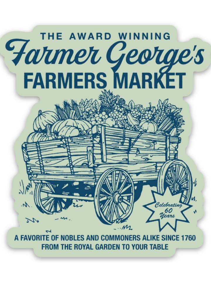 Farmer George's Farmers Market Sticker for wholesale by Inkwell Threads