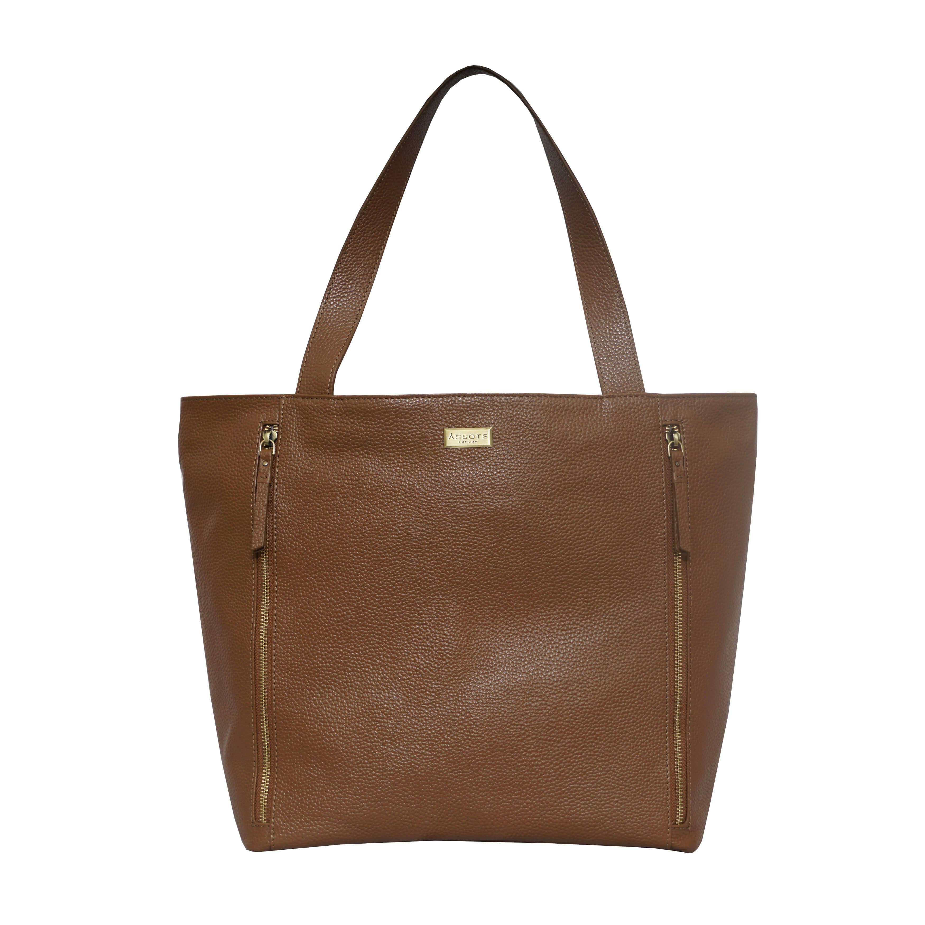 Assots London – wholesale Bärkasse - Dam – 'CORDER' Tan Pebble korn äkta läder överdimensionerade Tote väska4