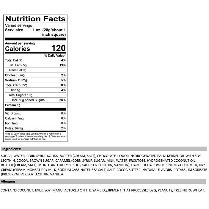 Valley Fudge & Candy - Wholesale Fudge - Dark Chocolate Caramel Sea Salt 1/2 lb. Fudge Bar2