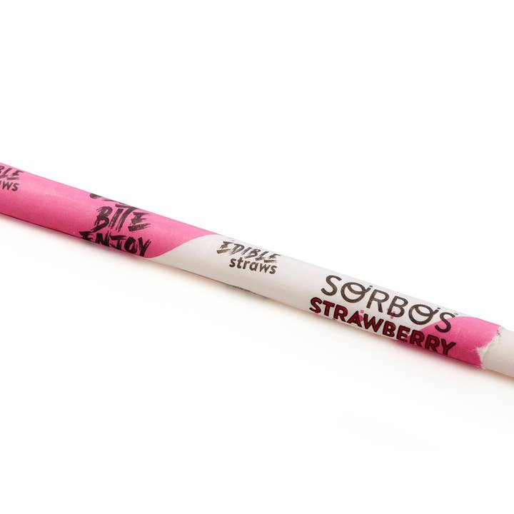 SORBOS Edible Straws – Großhandel Trinkhalm – SORBOS Essbare Strohhalme mit Erdbeergeschmack — Packung mit 200