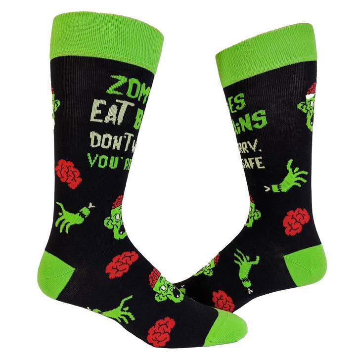 Zombies Eat Brains Socks Halloween Sock for Kids Funny for wholesale by Crazy Dog T-Shirts