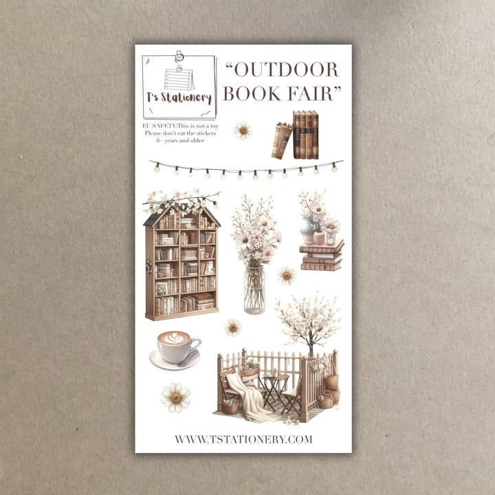 Feuille d'autocollants "Foire du livre en plein air" pour la vente par T's Stationery