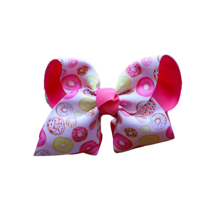 Donut com Laço de Cabelo em Camadas Rosa-Choque por atacado de The Solid Bow