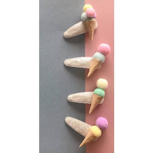 littletwinkleco - Wholesale Hair Clip - Kids - Ice Cream Hair Clips Set | Pastel Felt | Girls Hair Clips |1