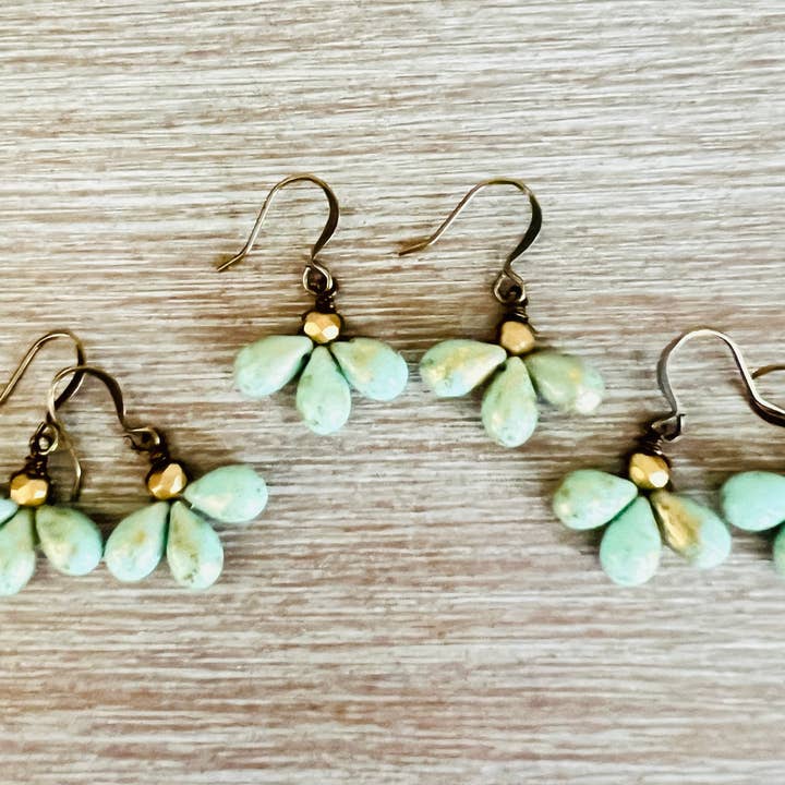 Triple Mint Drop Earrings Perfect For Summer Weddings for wholesale by Twist Style
