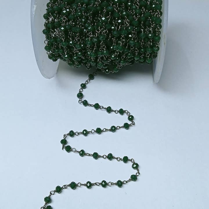 Flaschengrüner Quarz Perlenkette Drahtgewickelt 3-3,5mm für den Großhandel von Rishi Jewelry