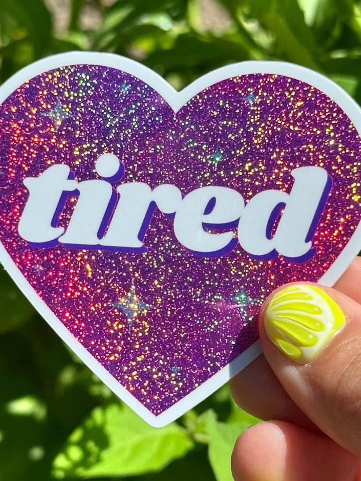 Tired Glittery Pink Sticker for wholesale by ShlemonArt