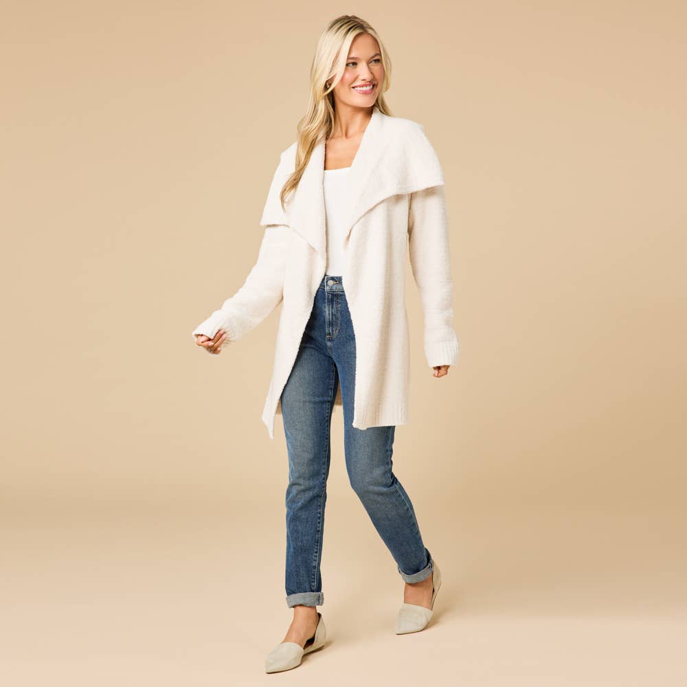 Softies - Wholesale Cardigan - Women's - Ultra-Marshmallow Wrap Cardigan with Exaggerated Collar4