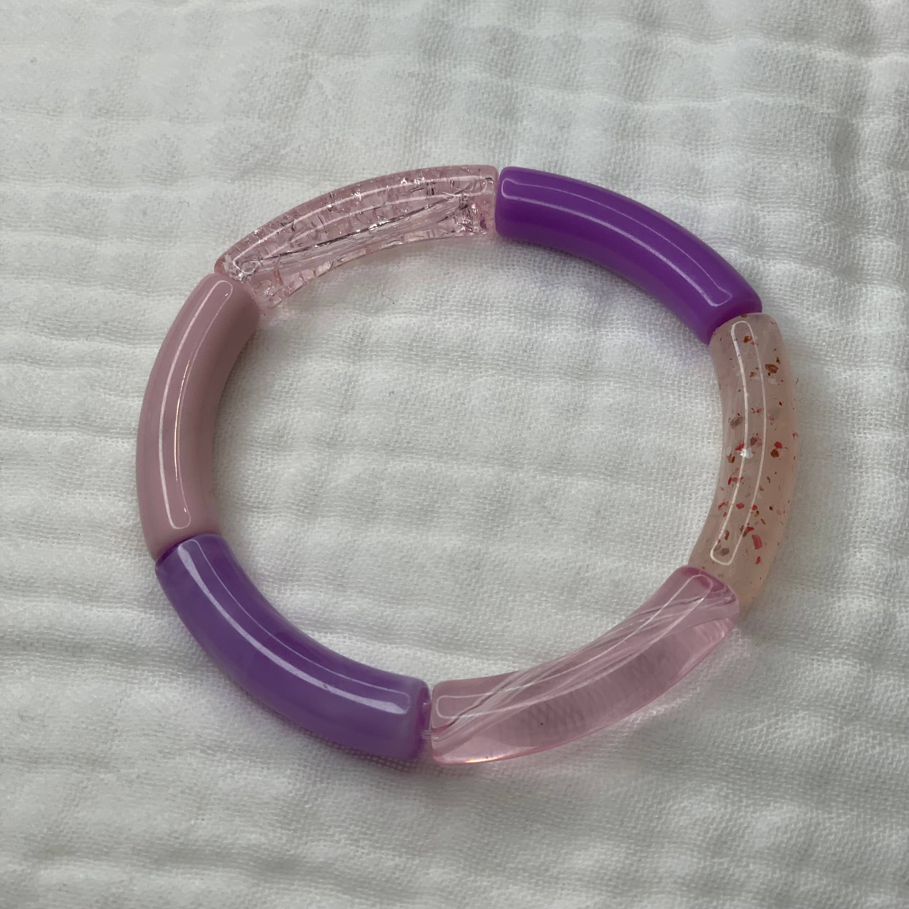 Manacreations - Wholesale Beaded Bracelet - Elastic bangle bracelets in pink and mauve tones13