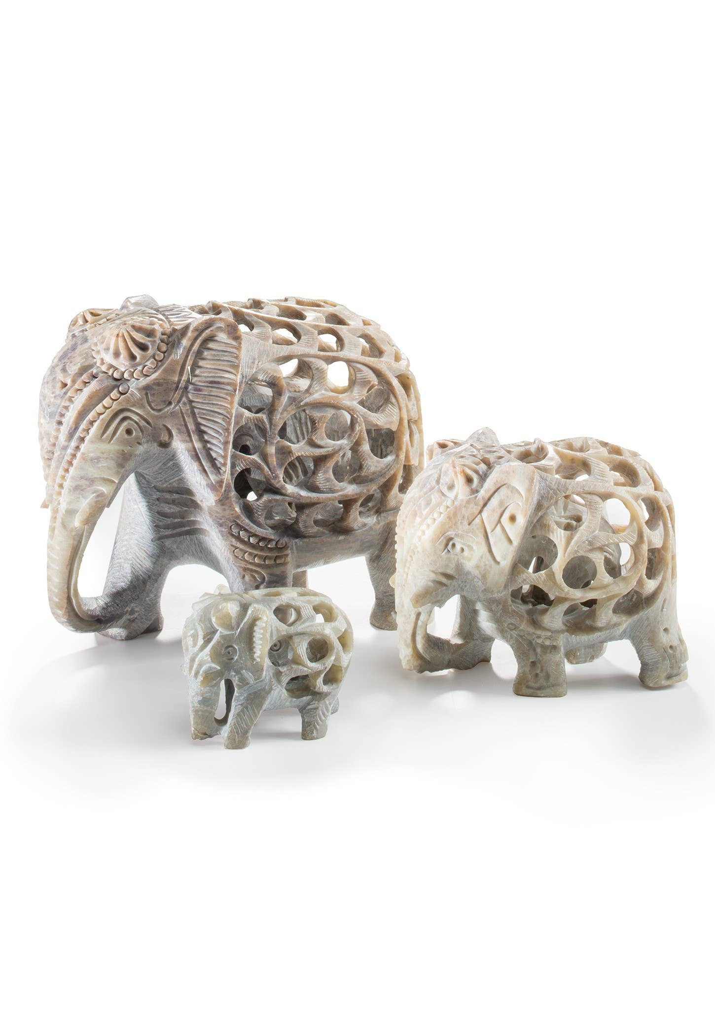 Namaste - Wholesale Decorative Figurine - Medium Hand Carved Soapstone Elephant1