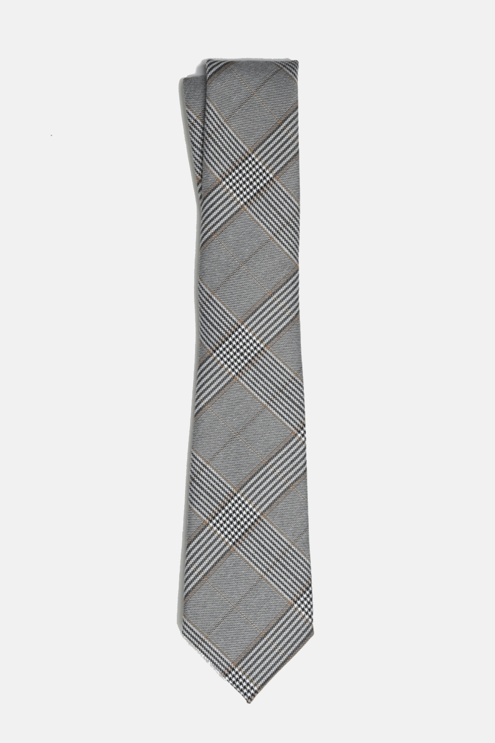 Curated Basics - Wholesale Necktie - Men's - Grey Glen Plaid Tie1