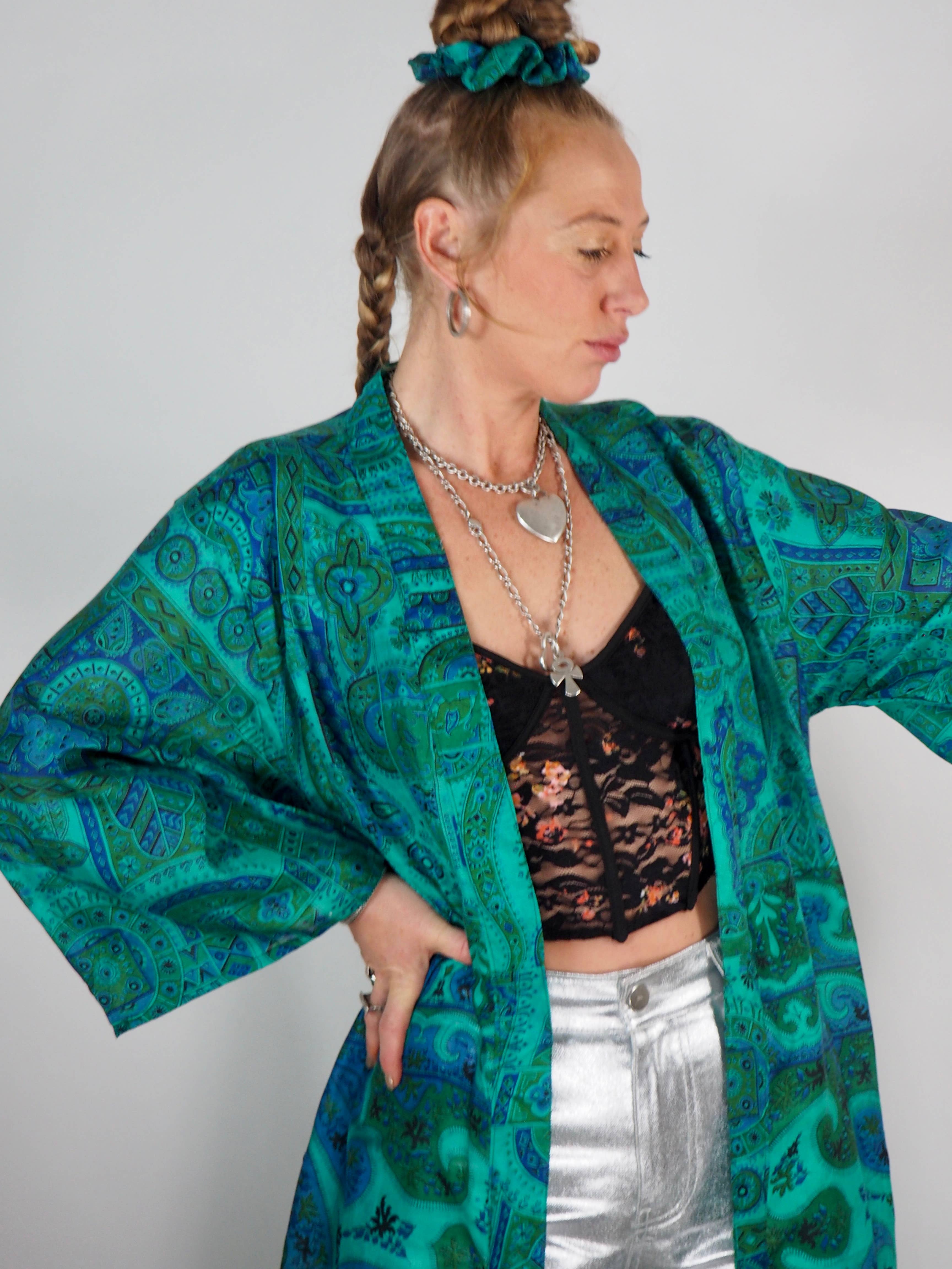Vagabond Ibiza - Wholesale Kimono - Women's - The Kardash Kimono Long – Up-cycled Vintage Sari Kimono 21