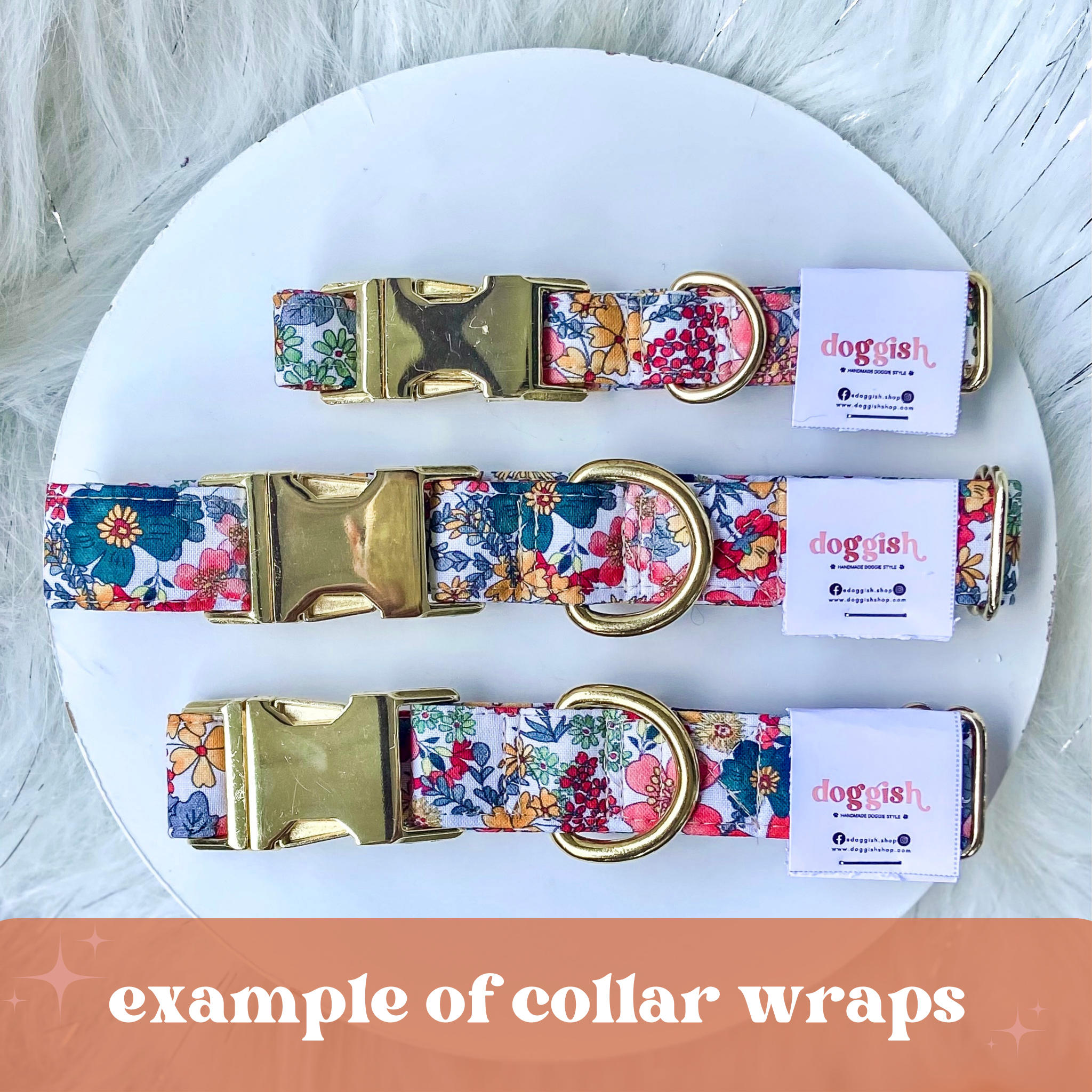 doggish - Wholesale Pet Collar - Dog - Vintage inspired  floral dog collar with gold hardware4