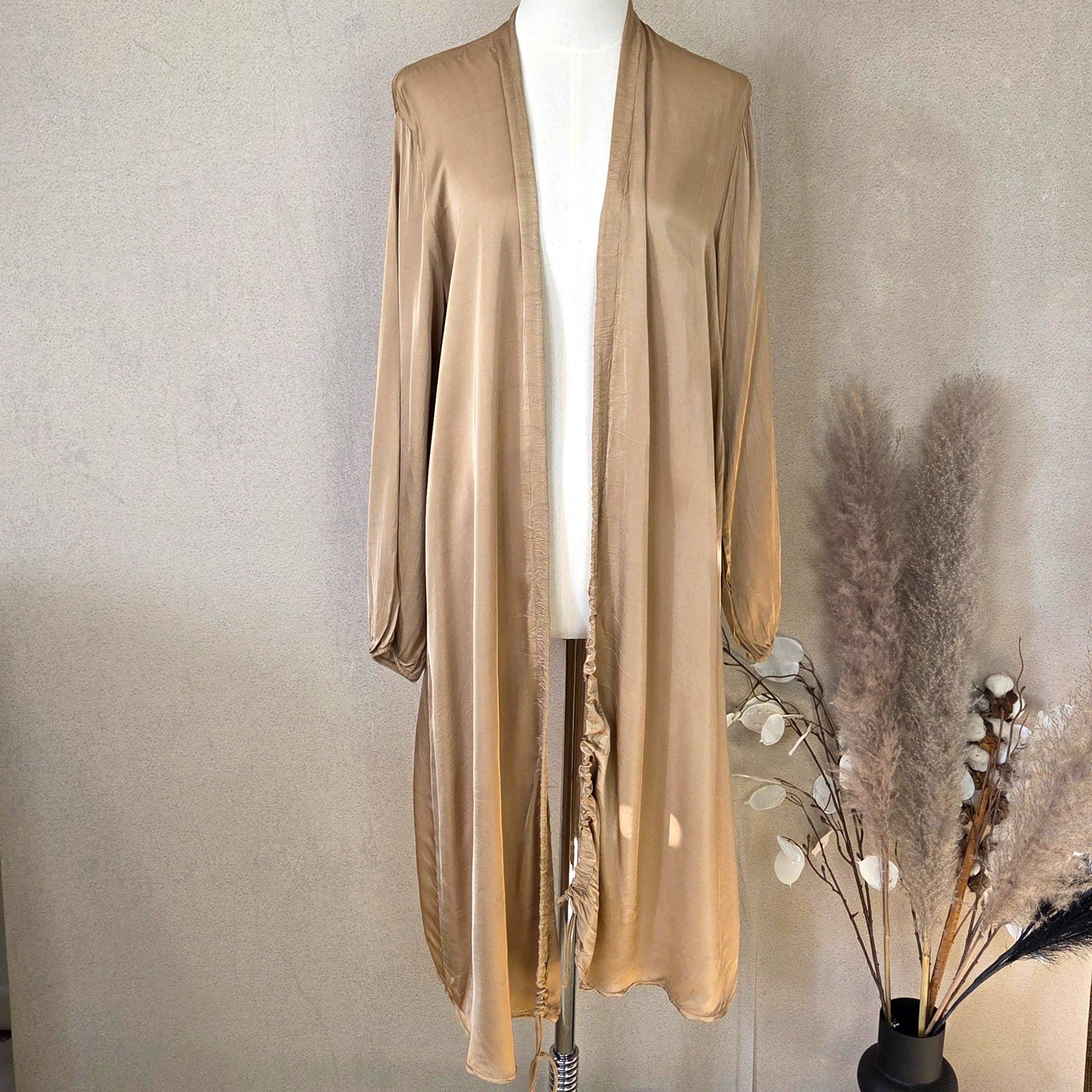 Tempest Designs - Venta al por mayor Kimono - Mujer - Sobrecamisa estilo kimono de mezcla de seda con detalle de cordón en la parte delantera (M)2