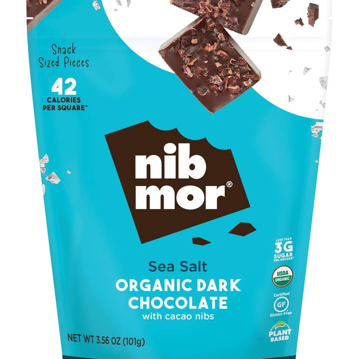 Organic Snacking Bag - Sea Salt 80% Cacao with Cacao - 6ct for wholesale by nib mor
