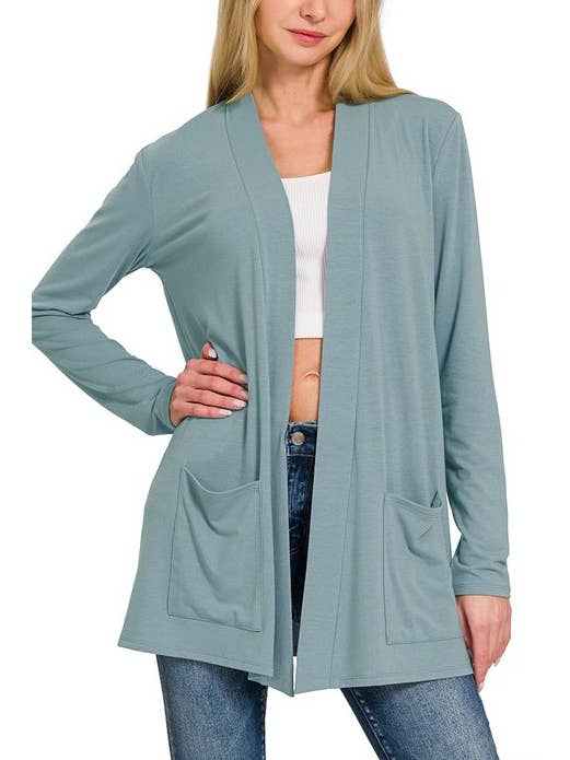 Vanilla Monkey - Wholesale Cardigan - Women's - Slouchy Lightweight Open Front Pocket Cardigan5