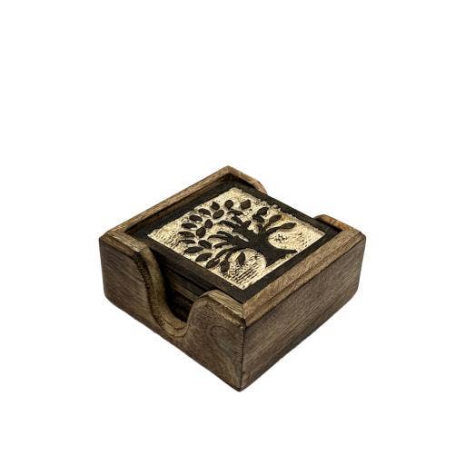 Zenn Coaster Set Of 6 Tree Of Life With Holder-134 for wholesale by International Gifts Ltd.