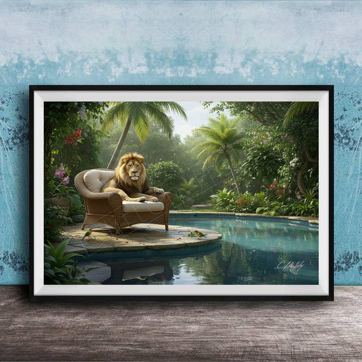 Lion Wall Art Print - Jungle Green - Matte for wholesale by Clifton Haley Photography