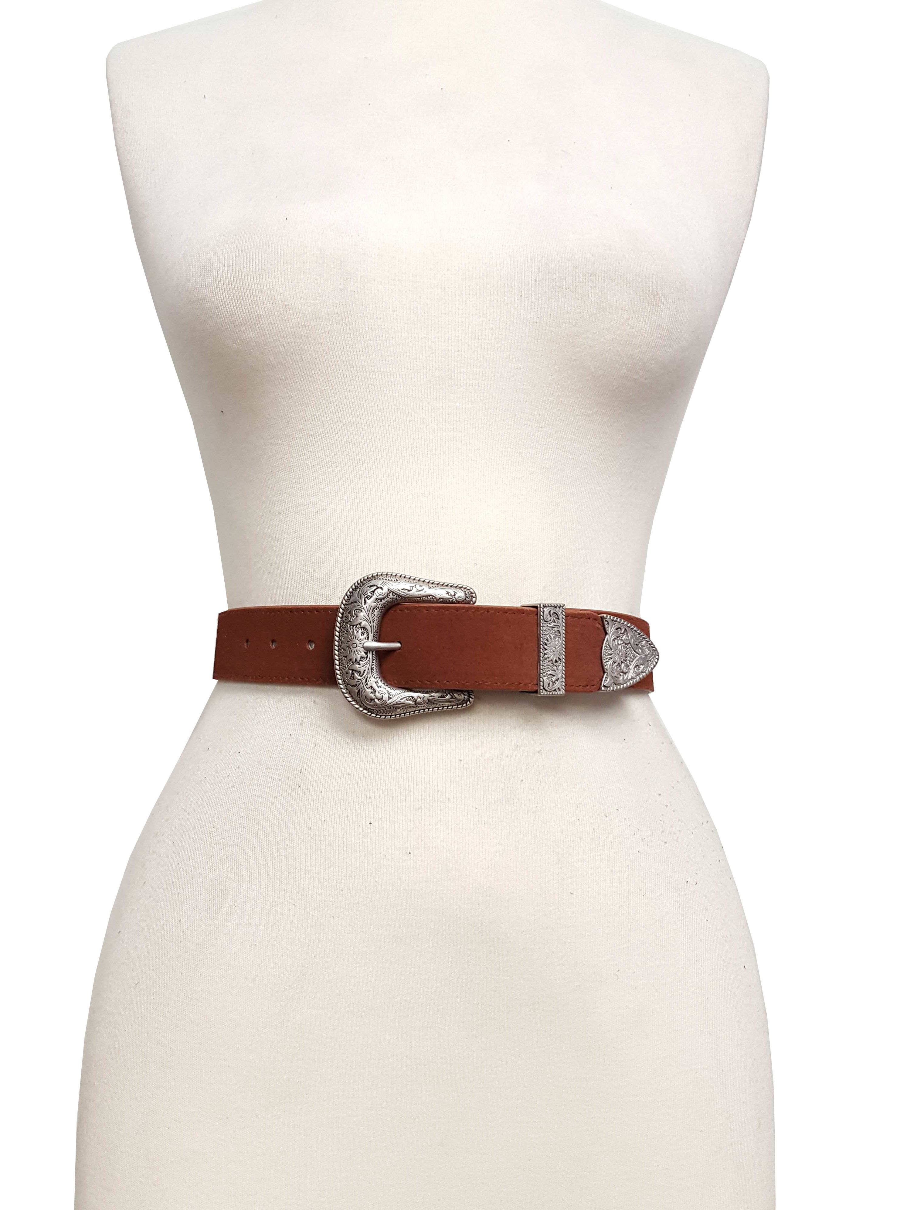 Axesoria West - Vente Ceinture – femme - Ensemble ceinture en daim véritable avec boucle western6