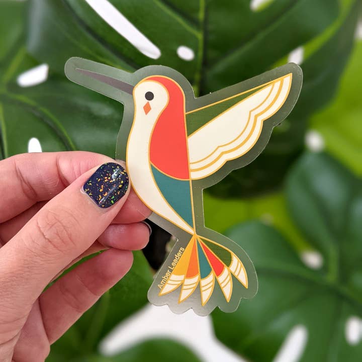 Vinyl Sticker Clear Hummingbird for wholesale by Amber Leaders Designs
