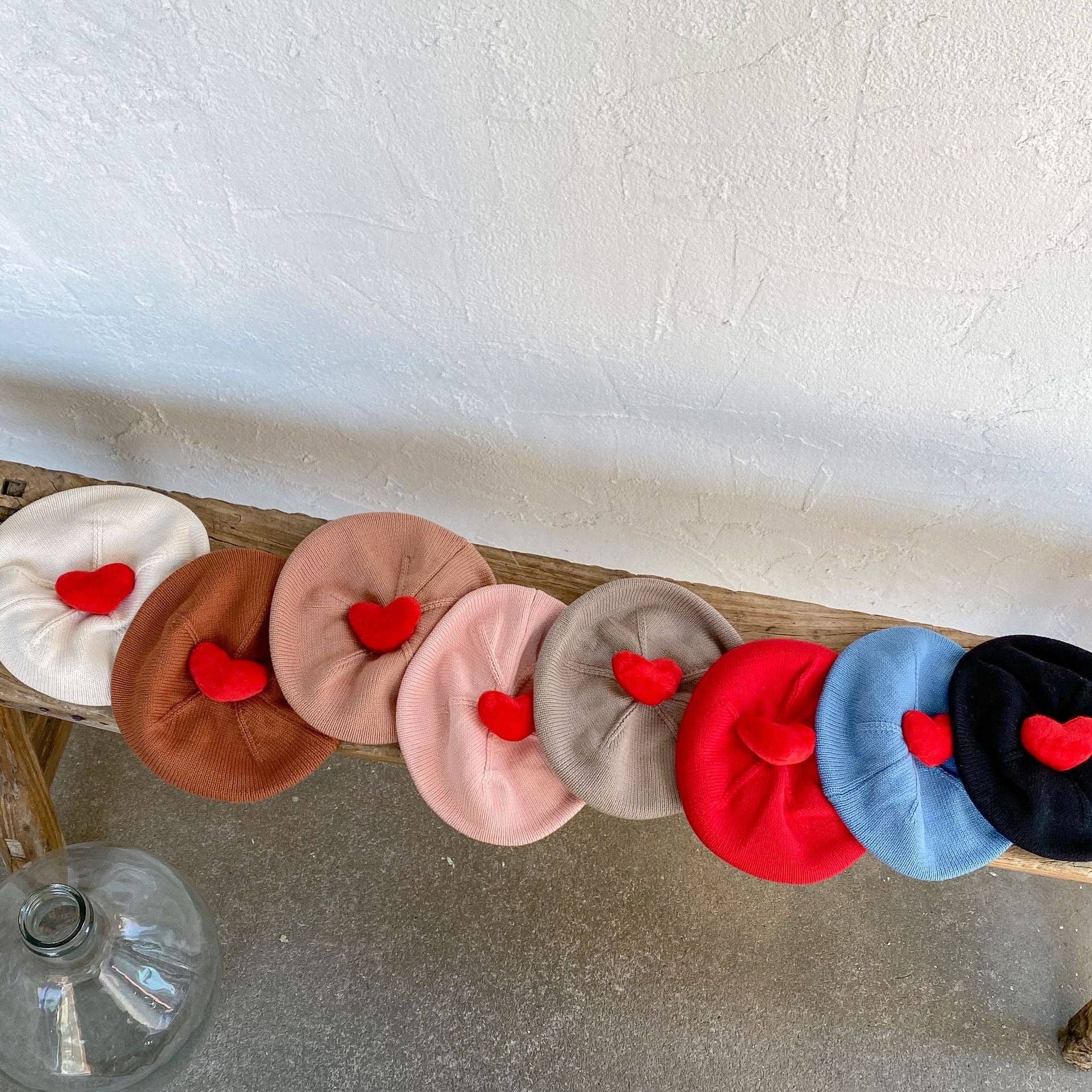 MyKids-USA® - Wholesale Newborn/Knit Hat - Baby - Baby Solid Color Heart Patched Design Knitted Hat3