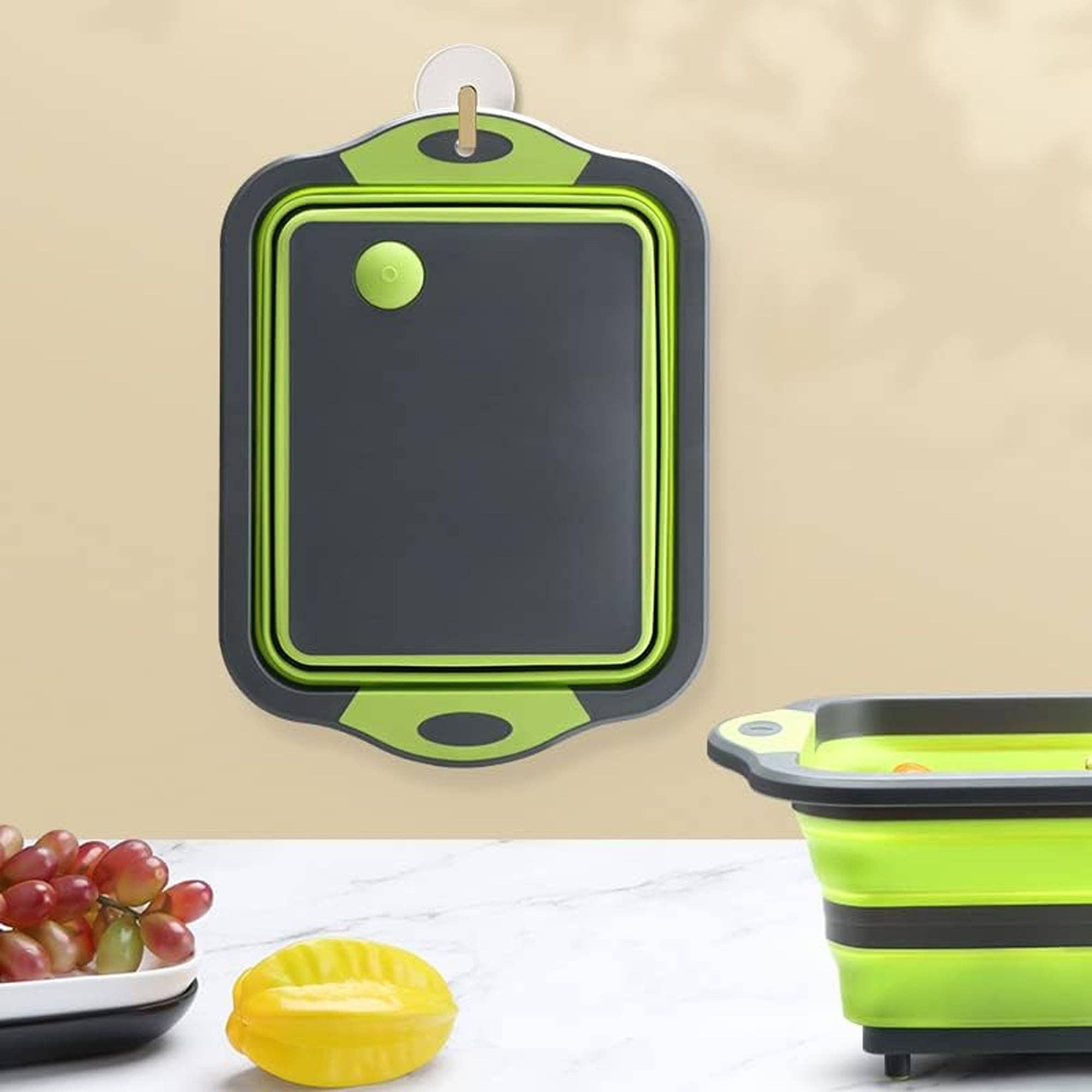 Vigor Path - Wholesale Cutting Board - Collapsible Cutting Board - Portable Multi-Purpose Dish Tub (Green)4