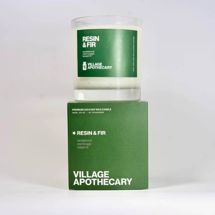 Resin & Fir | Clean Coco-Soy Candle 9 oz. for wholesale by Village Apothecary Candle Co.