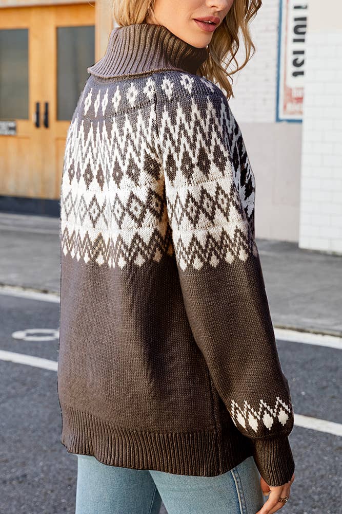 Comely Fashion - Wholesale Pullover-trui - Dames - Retro trui met Azteekse westernkraag en schildpadkraag 8