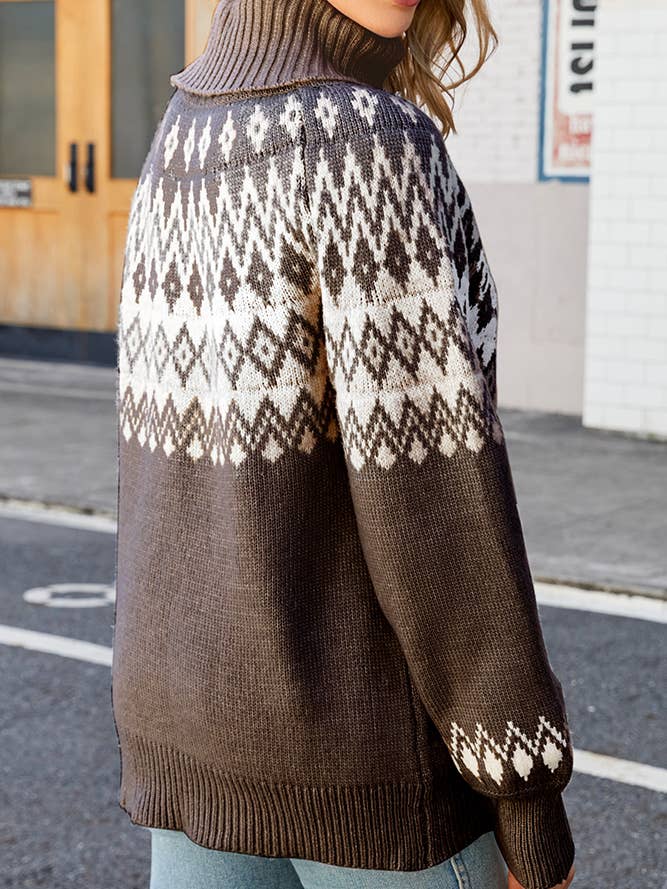 Comely Fashion - Venta al por mayor Jersey de punto - Mujer - Jersey estilo azteca retro con cuello de tortuga 8