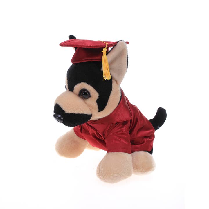 Plushland - Wholesale Stuffed/Plush Toy - Kids & Baby - Graduation Animals--German Shepard 11" with custom imprint