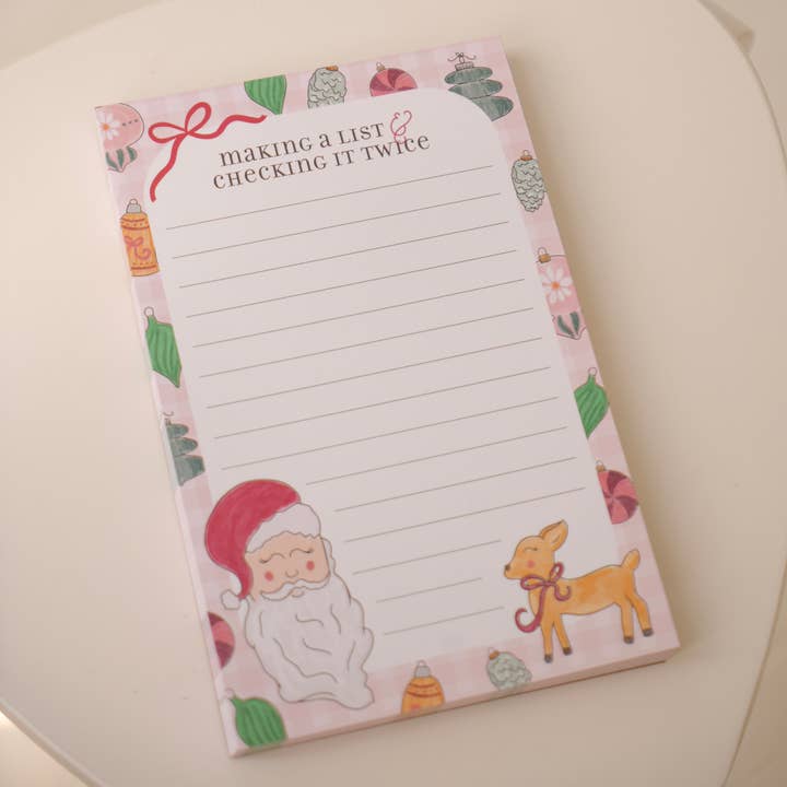 Checking it Twice Christmas Notepad - 100 Tear-Off Pages for wholesale by Daisy Market Co. by Kelsey Haver Designs