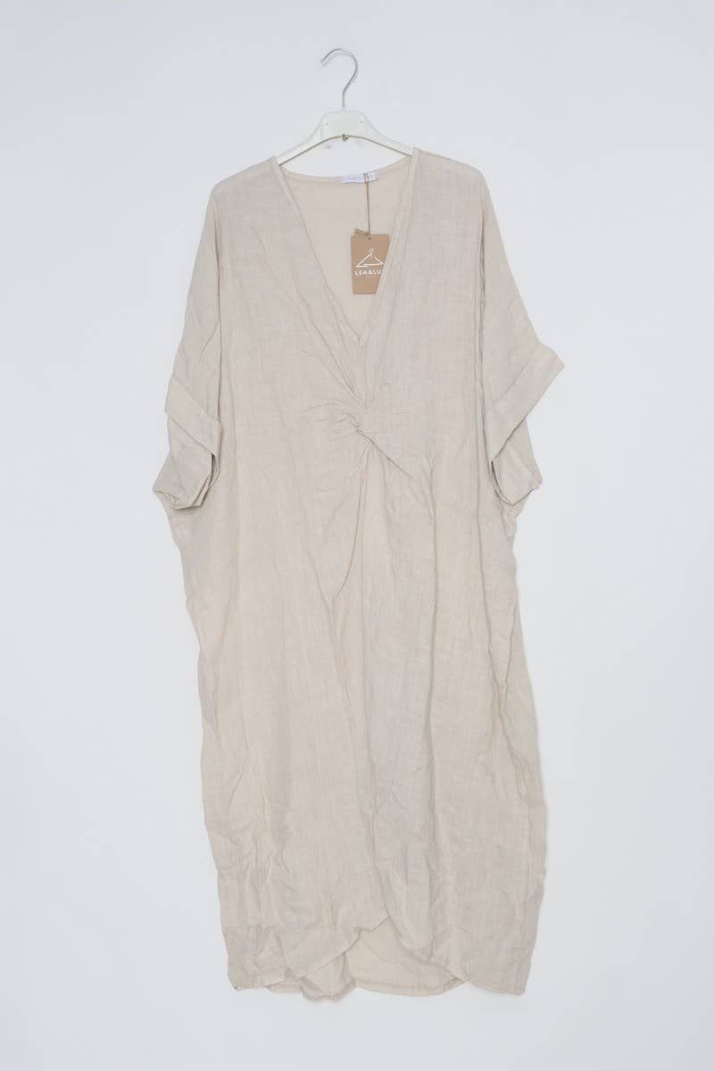 LÉA & LUC - Wholesale Dress - Women's - Long dress with V-neck 100% linen REF. 718551
