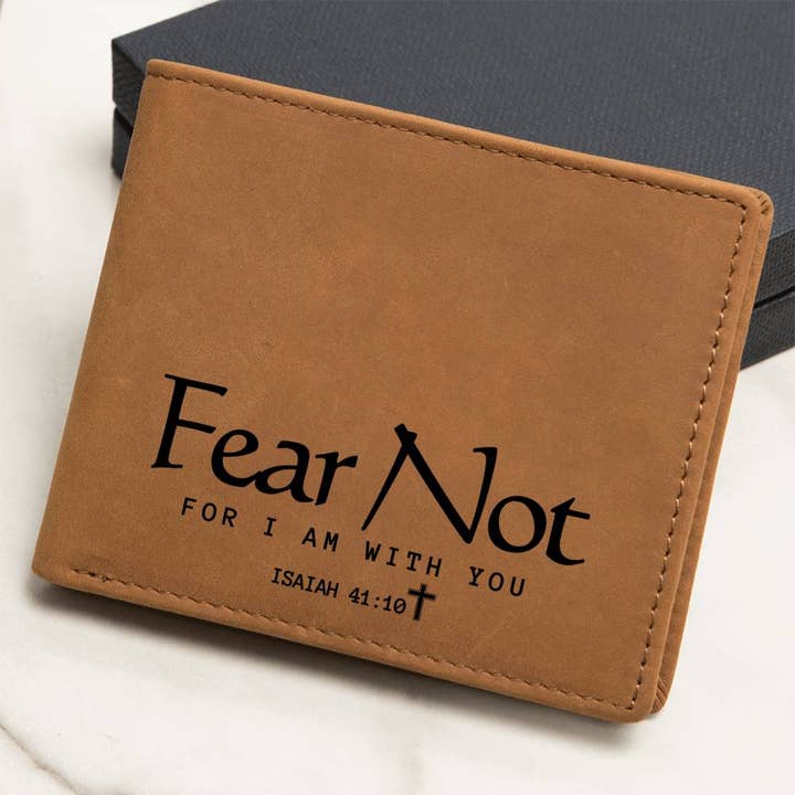 Fear Not Bible Psalm læderpung | Kristen gave til mænd for engroshandel hos Carpe Diem Gifts