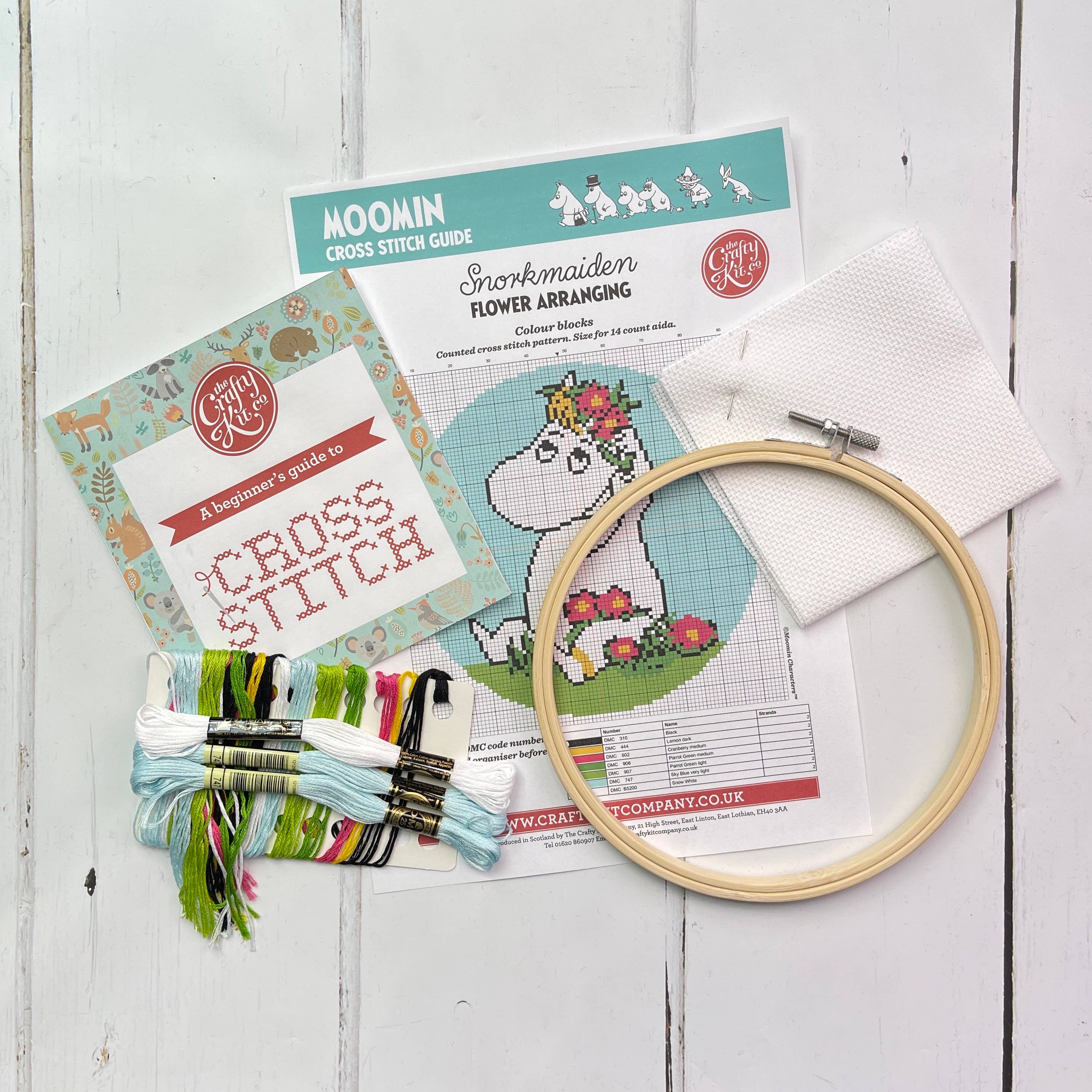 The Crafty Kit Company - Wholesale Embroidery/Cross Stitch Supplies - Moomin Cross Stitch Kit - Snorkmaiden Flower Arranging8