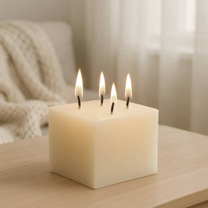 White Sempre square block candles 12x9cm for wholesale by NHP International