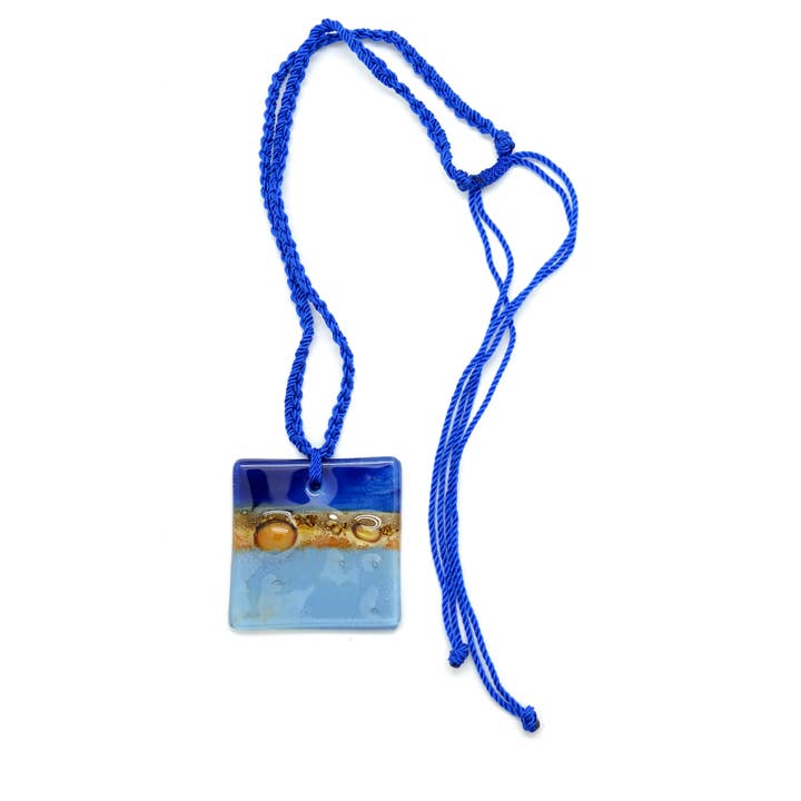 Dunitz & Company - Wholesale Pendant/Charm Necklace - Square Glass Pendant Necklace