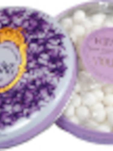 Anis de Flavigny Violet pastilles round tin for wholesale by French Feast
