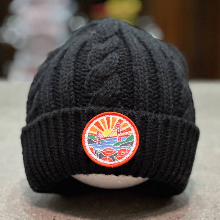 Poppies Sunshine Cable Knit Beanie for wholesale by Local Notion